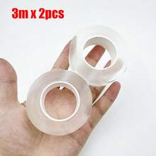 2 Peças Fita Dupla Face Nano de Alta Resistência - Reutilizável, Sem Rastros e Lavável - Tiras Adesivas Fortes para Uso Doméstico, Escritório e Carro 1m/2m/3m/5m Decoração Doméstica, Banheiro, Decoração de Outono, De Volta às Aulas