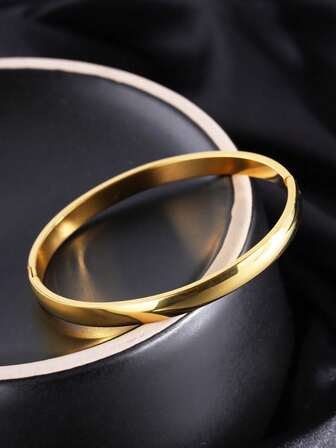 Camhanno 1 pieza Brazalete curvo exquisito y sencillo de acero inoxidable (regalo para hombres/mujeres) perfecto para regalos de vacaciones para novios