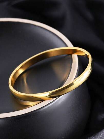 Camhanno 1 pezzo Bracciale curvo in acciaio inossidabile elegante e semplice (regalo per uomo/donna) perfetto come regalo per le vacanze per il fidanzato