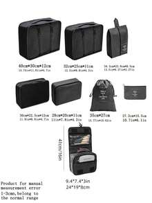 8件套收纳袋套装 - 轻便旅行行李整理袋，带鞋袋，适用于背包/行李箱衣物收纳，大学宿舍及度假必备 - 彩色 - 查看 2