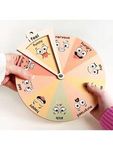 1 buc. Cadran din lemn pentru reglarea emoțiilor, stil rustic - Instrument de gestionare a stării de spirit cu fețe expresive și placă de afișare pe masă - Decorațiune fără electricitate pentru dormitor/spații familiale - Decor sezonier de sărbători (Halloween/Ziua Recunoștinței/Juneteenth), ajutor pentru conștientizarea bunăstării mintale, semn pentru biroul terapeutului, instrument de învățare a sentimentelor, piesă centrală pentru inițierea conversațiilor (fără suport)