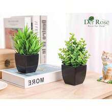2 Pack Plants Small Artificial Potted Plants Faux Plants Black Bathroom Accessories Home Office Desk Bathroom Decor Indoor