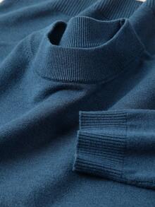 Áo len dệt kim nhẹ, cổ đứng, tay dài, màu trơn, tối giản, thường ngày, dành cho nam, mùa thu/đông - Màu xanh lam - Xem 9