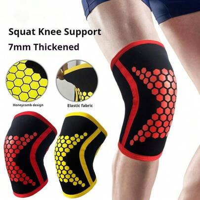 1pc 7mm Neoprene Powerlifting Knee Sleeves, Compression Support For Weightlifting, Squats, Strength Training