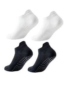 4 Pairs Women Yoga Socks With Non-Slip Grip, Suitable For Pilates, Pure Ballet, Dance, Barefoot Exercises, Toeless Non-Slip Socks, Elastic Sports Socks - Multicolor - View 11