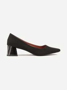 Soft Suede Pointed Toe Heels - Women's Work/Office Shoes - Black - View 3