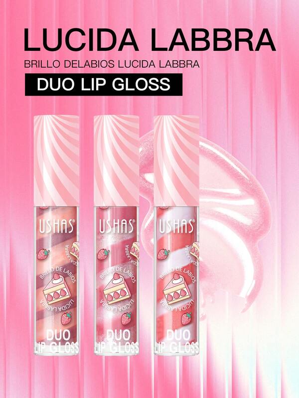 Brillant à lèvres gâteau aux fraises, texture légère et soyeuse, hydratant et longue tenue, effet repulpant et brillant, emballage mignon, pratique et élégant pour le port quotidien et les rendez-vous