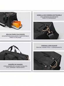 Bolsa grande de yoga y gimnasio con compartimento para zapatos, separación de seco y húmedo, impermeable, multifuncional, adecuada para gimnasio, viajes y ocio - Multicolor - Ver 5
