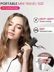 UKLISS 五档温度波浪卷发棒 | 120–200℃液晶显示屏防烫卷发器 – 快速加热造型器，适用于迷你卷发、长发和短发，女士圣诞礼物