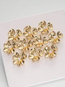 6pcs/Set Asymmetrical Flower Pearl Embellished Metal Buttons, Fashion Versatile Decoration For Coats, Sweaters, Suits, Uniforms In Autumn/Winter, DIY Crafts For Bouquets, Boxes, Shoes, Hats - Multicolor - View 10