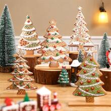 5Pcs Colorful Wooden Christmas Gingerbread Tree Ornament Set Creative Wood Christmas Tree Desktop Decoration - 彩色 - 查看 1