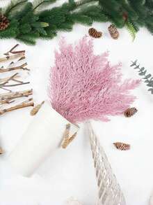 10 piezas de ramitas artificiales de cedro con purpurina rosa, ramas y tallos de cedro falso, adornos navideños con hojas de pino con purpurina, hojas y tallos de cedro artificiales para manualidades DIY, coronas y decoración del hogar, hojas falsas adecuadas para coronas y decoración del hogar