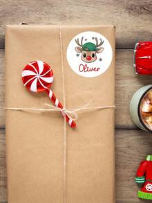 1~120 etiquetas personalizadas - Pegatinas personalizables, etiquetas con nombre de reno navideño, etiquetas de regalo para niños, etiquetas de regalo, hoja de pegatinas navideñas, etiquetas de regalo personalizadas para niño y niña, ideal para cumpleaños, Acción de Gracias, regalos de Navidad, recuerdos de fiesta para Navidad y Halloween, envoltura de regalos, diseño elegante
