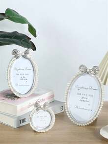 1/2/3 Piezas de Marco de Foto con Perlas Falsas Brillantes, Marco Decorativo con Estilo Barroco Incrustado de Perlas y Diamantes, Marco para Exhibición de Fotos, Usado para Oficina, Sala de Estar, Dormitorio, Decoración del Hogar (Con Papel Interior Aleatorio)