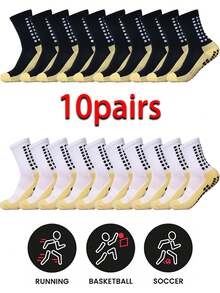 10/6/4/1 Pair, Anti-Slip Dispensing Mid-Calf Football Socks, Sport Socks With Enhanced Grip - Moisture-Wicking, Breathable Fabric - Non-Slip Soccer Ideal For Football, Basketball & Running, Grip Socks For Enhanced Control, Premium Football Accessories & Must-Have Soccer Accessories For Players