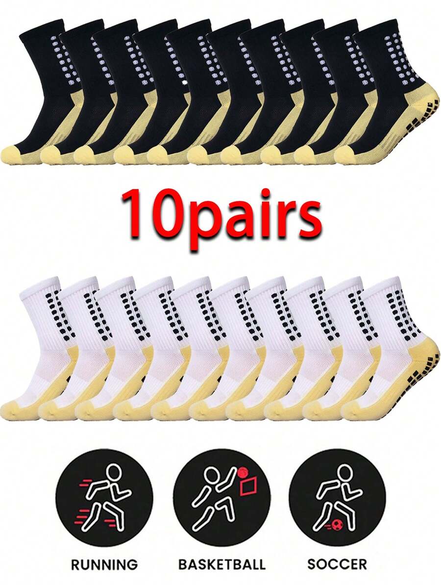 10/6/4/1 Pair, Anti-Slip Dispensing Mid-Calf Football Socks, Sport Socks With Enhanced Grip - Moisture-Wicking, Breathable Fabric - Non-Slip Soccer Ideal For Football, Basketball & Running, Grip Socks For Enhanced Control, Premium Football Accessories & Must-Have Soccer Accessories For Players