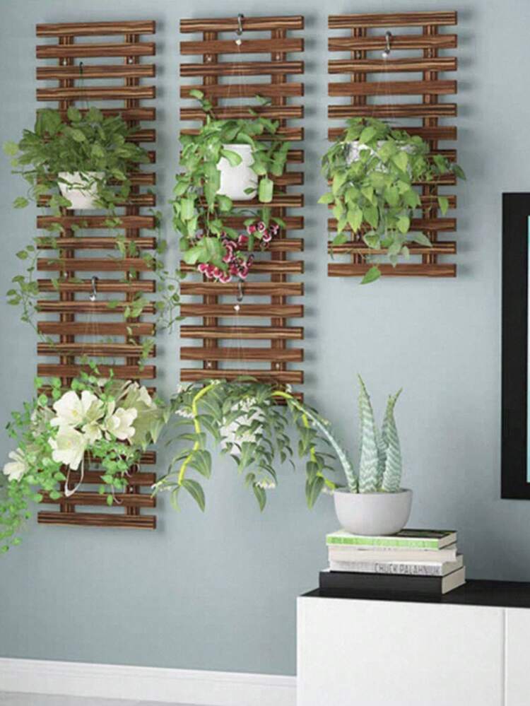 1 Peça Suporte de Madeira Vintage para Flores, Treliça de Decoração de Parede para Café Interno, Suporte para Planta Artificial - Multicolorido - Visão 9