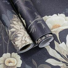 Floral Peel And Stick Wallpaper Vintage Floral Contact Paper 16.1inchx118.1inch Boho Flower Removable Wallpaper Dark Flower Self Adhesive Contact Paper Cabinets And Drawer Vinyl Roll - 16.1 英寸 x 118.1 英寸 - 查看 8