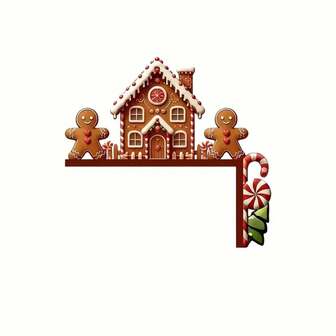 2pcs/Set Charming Gingerbread Man & Santa Hat Door Hanger - Indoor/Outdoor Holiday Wooden Wall Decor, Suitable For Living Room, Bedroom, Office