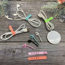 5-Hole Silicone Cable Organizer Box: Keeps Earphones, Chargers And Data Cables Neatly Stored And Easily Accessible! Reusable Silicone Cable Organizer For Storing And Managing Wires, With Straps And Multi-Functional Clips, Suitable For Food Preservation And Keeping Earphone Cords Tidy. (Random Color)