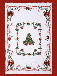 1pc Christmas Tablecloth, Bell & Christmas Tree Design, Waterproof Polyester Tableskirt, Tabletop Decor, Perfect For Christmas Party, Room, Kitchen, Home Decoration - Multicolor - View 6