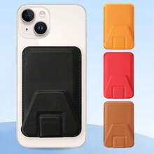 1 件可折叠皮革卡夹和手机支架，通用卡槽桌面支架 - 彩色 - 查看 8