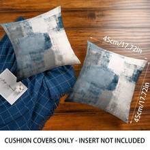 2 Miếng Họa tiết Bàn chải Vỏ đệm không cần chất độn , Màu xanh hải quân Chất vải Gối ném Che phủ , Đối với Sofa , Đi văng - Màu xanh hải quân - Xem 11