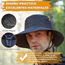 AI-PIKA Sombreros del Sol para Hombre,Sombreros para Hombre con Protección UV UPF 50+,ala Ancha,Impermeables,Transpirables para Ciclismo,Acampar,Pescar,Caminar - Azul marino - Ver 3