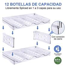 Organizador Apilable Botellas y Vasos Plástico Transparente - Para 16 Botellas Agua, Portátil y Ideal para Cocina, Gabinete, Despensa y Refrigerador - Transparente - Ver 3