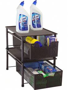 Estante Almacenamiento Expandible para Gabinetes - Paquete 2 Unidades en Blanco, Metal Resistente al Óxido, Ideal para Cocina, Oficina y Ahorro Espacio - Blanco (2 unidades) - Ver 5