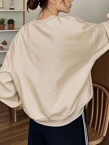 Damen Oversize Rundhalsausschnitt Langarm Sweatshirt für Herbst und Winter