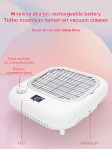 Powerful Electric Nail Dust Collector, Suitable For Manicure, Rechargeable Nail Vacuum Cleaner, Upgraded Strong Nail Vacuum Dust Collector Fan, Suitable For Acrylic Nails, Polymer Nail Extension Gel Removal, Ideal Equipment For Nail Salons