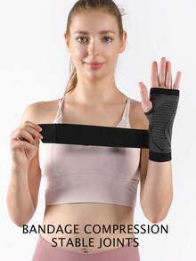 JINGBA SUPPORT 1pc Breathable Knitted Wrist Guard & Palm Protector - Hand Protection, Adjustable Strap, Suitable For Weightlifting And Cycling, Unisex - Black - View 5