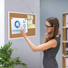 Cork 7. Inches With Rectangle Hanging Pin Office Message - 12" x 7.8" + White Border Color - View 6