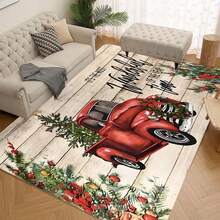 1/2/3 Pcs Christmas Kitchen Mat, Rustic Wooden Christmas Car And Christmas Tree Pattern, "The Most Wonderful Time Of The Year" Holiday Decor, Polyester Crystal Velvet Anti-Fatigue Mat, Non-Slip, Washable, Suitable For Home, Bedroom, Living Room, Kitchen, Bathroom, Entryway And More. - Multicolor - View 17