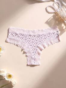 5pcs/Pack Women's Sexy Lace Patchwork Seamless Low-Rise Thong Panties, Soft, Comfortable, Breathable, Suitable For Yoga, Sports And Daily Wear