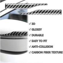 4 tiras anticolisiones para espejo retrovisor de coche, pegatinas y calcomanas de fibra de carbono brillante, accesorios exteriores universales para espejo de visin lateral - Negro - - Ver 7
