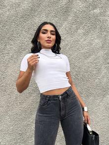 Women's Jeans Flare Pants Fabric With Lycra - 燧石 - 查看 3