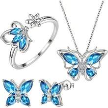 Butterfly Ring, Stud Earrings, Necklace, Bracelet Women's Jewelry Set, Suitable For Daily, Wedding, Party Wear, Suitable For Wives, Daughters, Good Friends As Birthday Gifts, Holiday Gifts - 紫色項鍊 - 查看 14