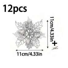 12 件/6 件/1 件人造一品红夹子，可爱的人造一品红花朵，用于圣诞树装饰，可重复使用的闪光一品红花朵，DIY 花环，家居装饰，婚礼派对，节日派对装饰，圣诞节/节日/季节性/婚礼圣诞树饰品，闪亮的冬季灌木装饰，适用于圣诞节、新年、婚礼、花环、楼梯、窗户、壁炉、圣诞树