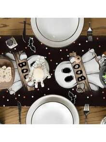 1 pièce Décoration de table d'Halloween, citrouille Jack-O'-Lantern, fantôme, toile d'araignée, chat noir, points, décorations intérieures et extérieures pour la maison, la cuisine et la salle à manger pour les fêtes