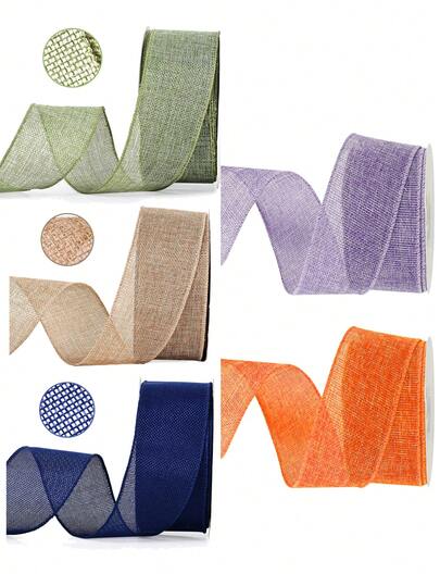 20/5 Yards Linen Ribbon With Wire Edge - Polyester Material, Suitable For Gift Wrapping, Bows, Wreaths And Christmas Tree Decorations - Available In Various Sizes And Colors. Ideal For Women's Gifts, Mother's Day Gifts, Flowers, Stamens, DIY Projects, Room Decorations, Bedroom Decorations, Plants, Wedding Decorations, Etc.