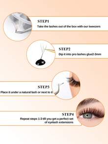 VP 800 Fans Curl:C/D 4D/5D /6D/8D/10D Pointy Base Short Stem Brown Premade Russian Volume Fans Faux Mink Premade Eyelash Extensions Makeup Cilios - D - View 3