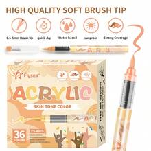 1 Box Of 12/24/36 Colors Macaron/Skin Tone Acrylic Marker Pens, Flexible Chisel Tip, Suitable For Paper, Rock, Ceramic, Card Making And DIY Crafts, Back To School Supplies, Halloween, Thanksgiving, Christmas Gifts