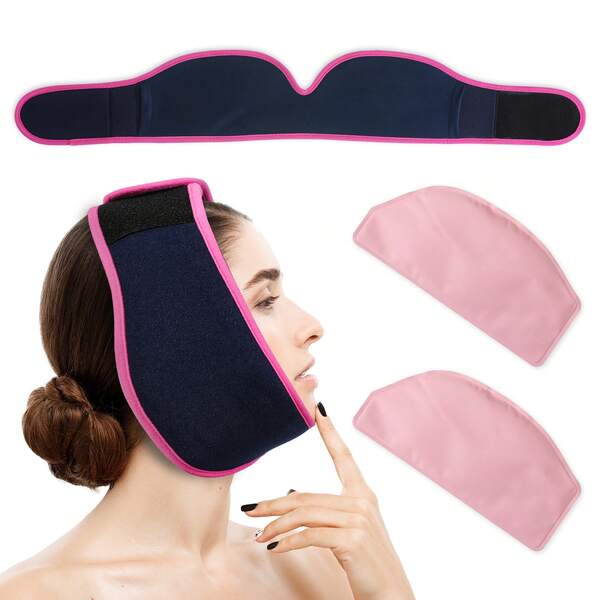 3pcs/SET Wisdom Teeth Ice Pack Head Wrap Jaw Face Ice Pack With 2 Gel Packs For TMJ And Wisdom Teeth, Ice Pack Head Wrap For Facial Oral Surgery Discomfort Relief, Comfortable For Chin, Head, Oral And Facial, Dental Implants, Wisdom Teeth