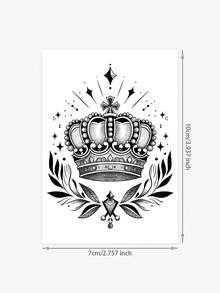 1 miếng dán hình xăm tạm thời hình vương miện và ngôi sao màu đen, miếng dán hình xăm cánh tay chống nước, phù hợp với người sành điệu, phong cách Ins - màu đen - Xem 4