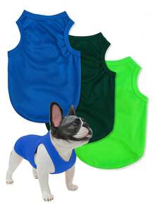 LUCKIE LABO 3pcs Fluorescent Green Polyester Solid Color Anti-flea Shedding Reduction Heat Insulation Breathable Pet Vest Suitable For Indoor And Outdoor Cats And Dogs - Multicolor - View 14