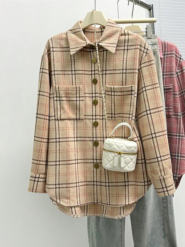 Cardigan elegant și frumos, casual, cu mânecă lungă, în carouri, cu nasturi, pentru femei, pentru toamnă și iarnă/Halloween