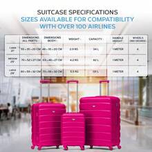 Flight Knight Hard Shell ABS Medium, Large Check-In And Carry On Suitcases - SAFIR - Pink - 55x35x20cm - View 2