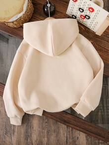 Toddler Capybara Pattern Warm Hooded Sweatshirt - Apricot - View 2